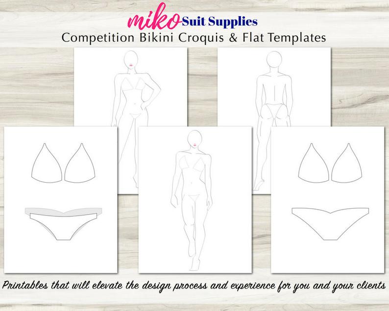 794x635 competition bikini figure template female bodybuilder croquis etsy - Female Bodybuilder Drawing