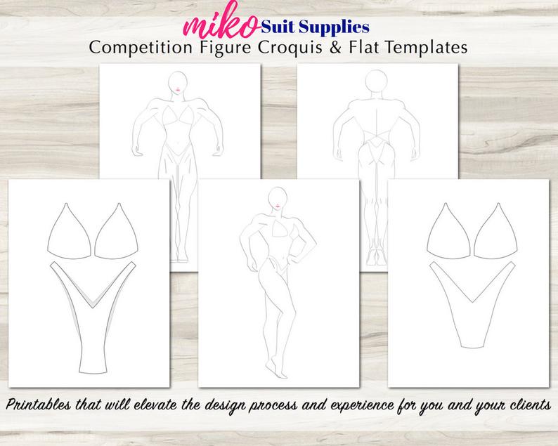 794x635 competition figure template female bodybuilder croquis etsy - Female Bodybuilder Drawing