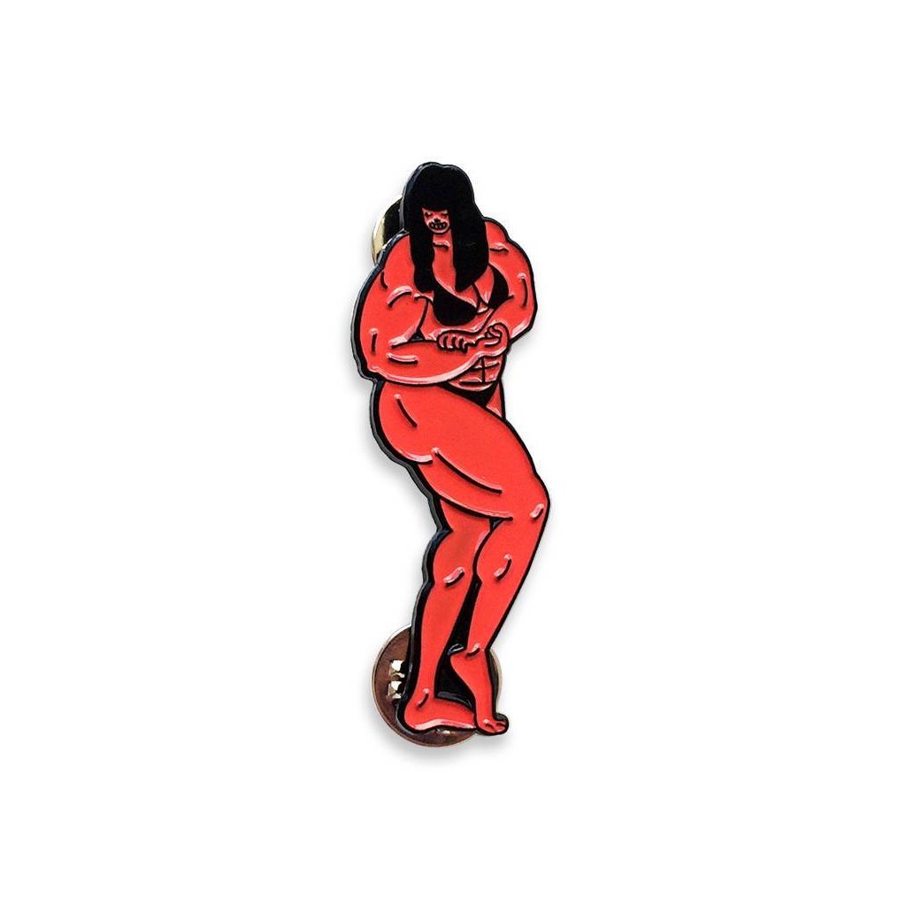 1024x1024 female bodybuilder girl enamel pin - Female Bodybuilder Drawing