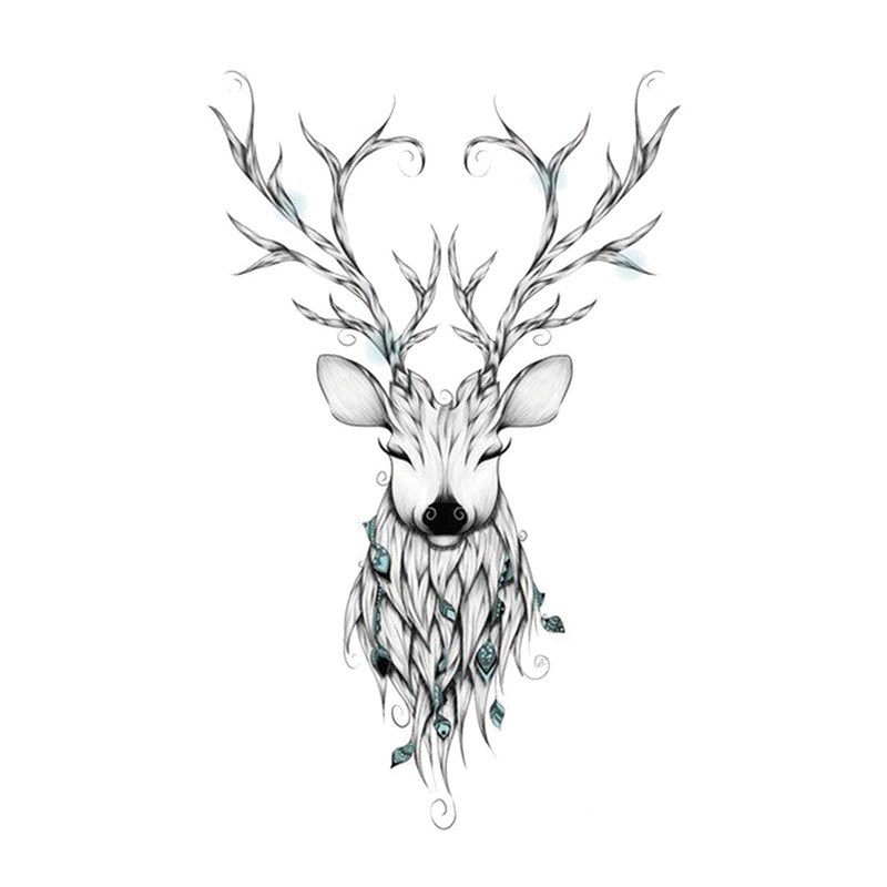 Temporary Tattoo Female Deer - Female Deer Drawing. 
