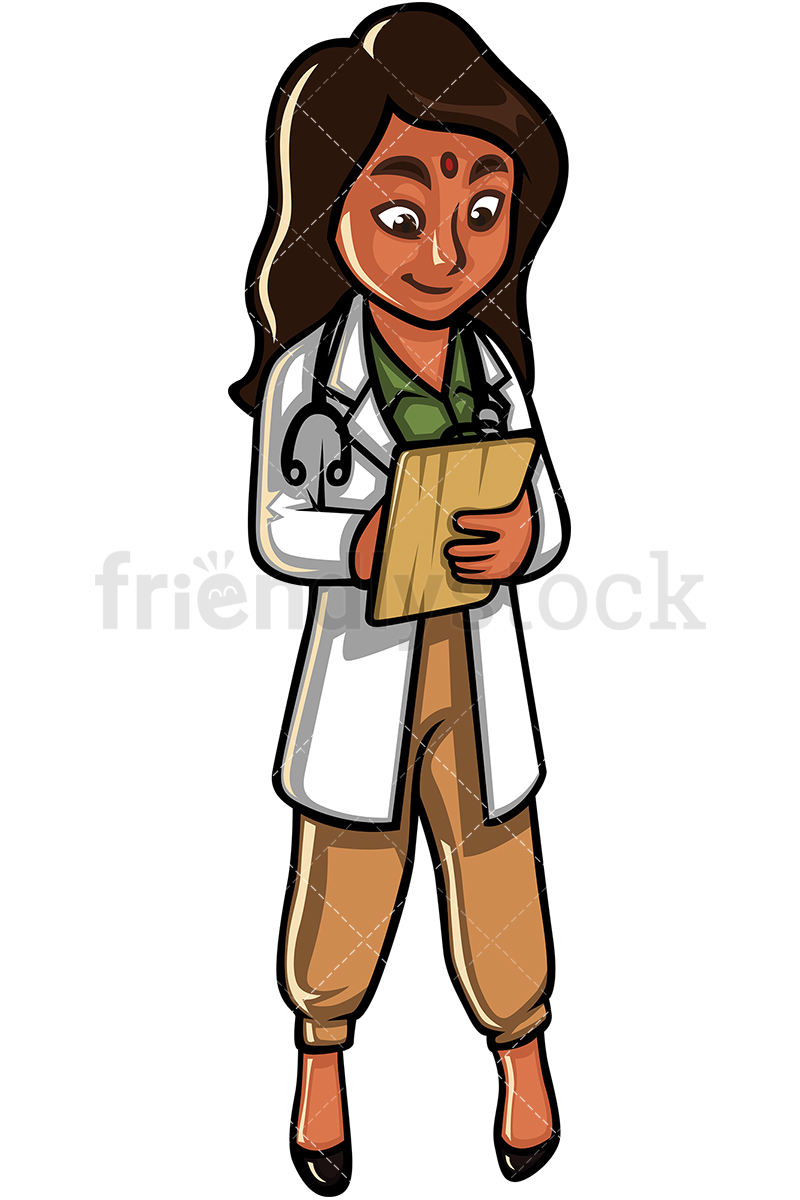 800x1200 Indian Female Doctor Cartoon Vector Clipart - Female Doctor Drawing
