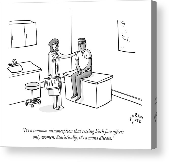 665x640 a female doctor explains to a tense male patient acrylic print - Female Doctor Drawing