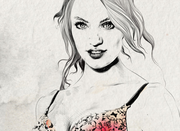 616x448 gabriel moreno cross hatching, hand drawn, biro - Female Drawing Art