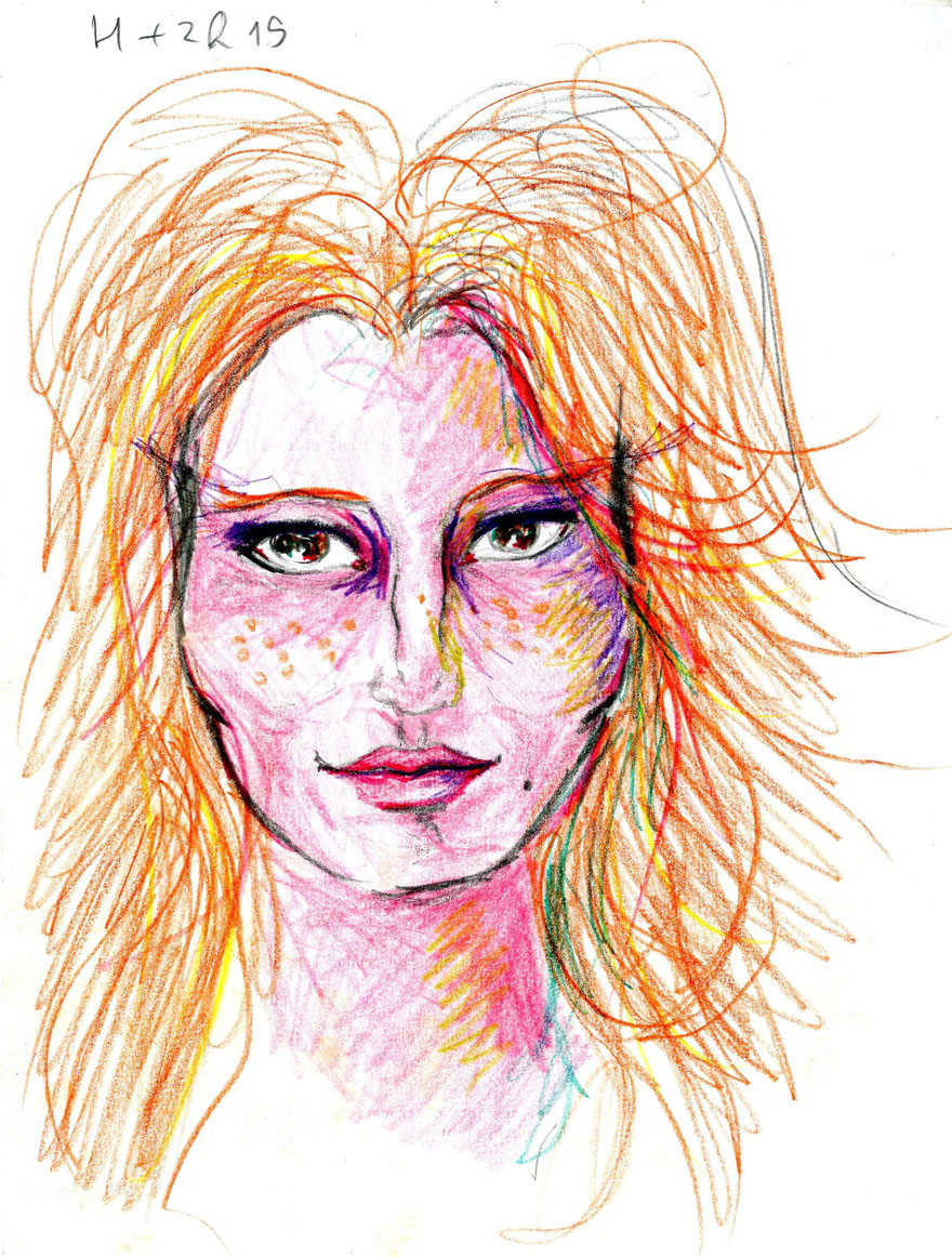 880x1162 artist used lsd and drew herself for hours to show how it - Female Drawing Art