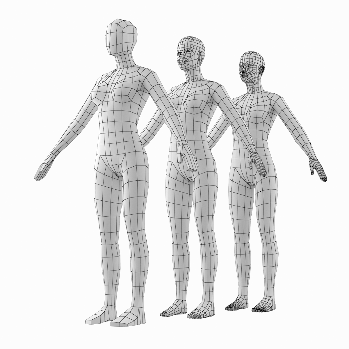 1200x1200 Female Base Mesh Natural Proportions In A Pose Model - Female Drawing Model