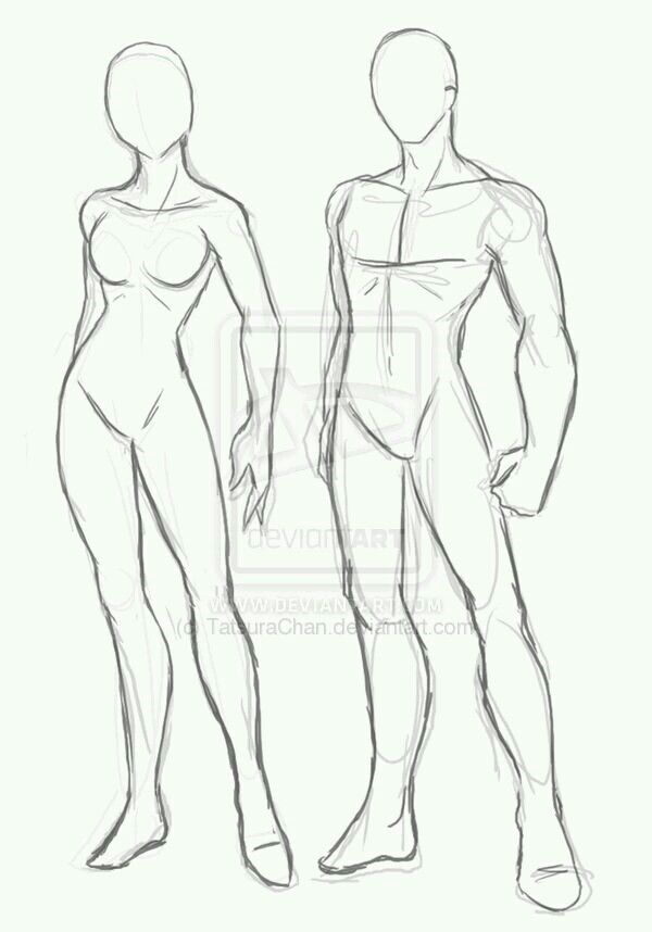 600x858 Male And Female Anime Models - Female Drawing Model