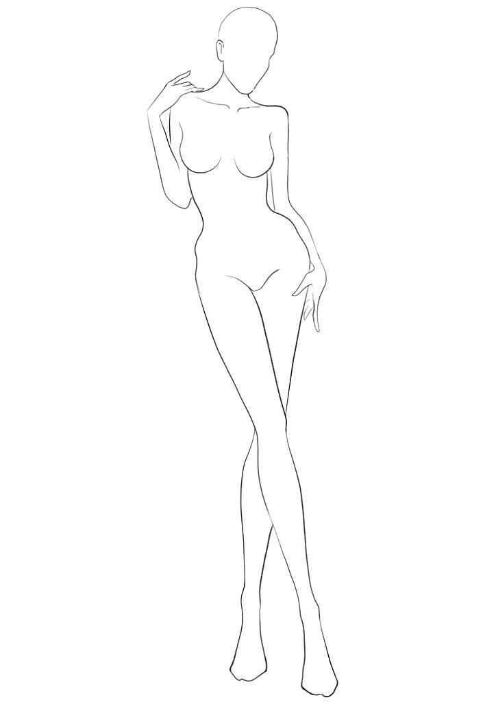 724x1024 Fashion Design Body Template Female Drawing Templates Free Sketch - Female Drawing Outline