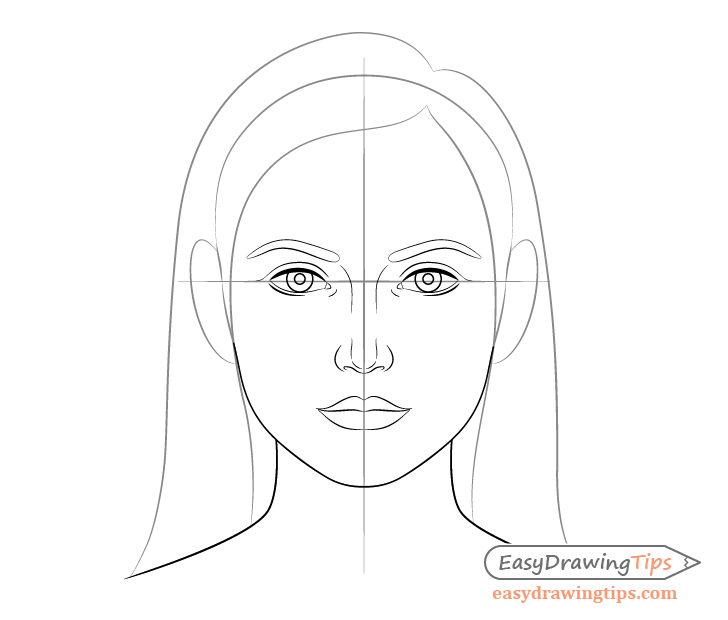728x620 How To Draw A Female Face Step - Female Drawing Outline