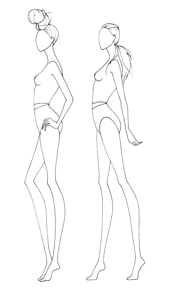 600x1000 Kid Body Outline Printable Boy Anime Girl Woman Template Drawing - Female Drawing Outline