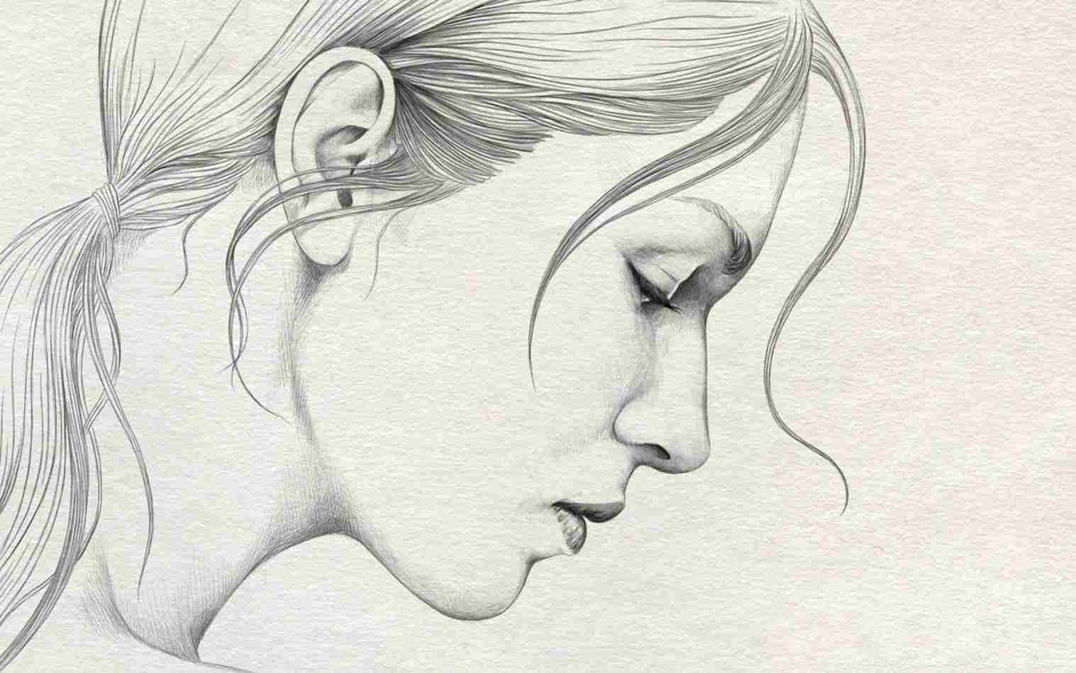 1517x949 female face side view sketch pics a how to draw female face - Female Face Drawing