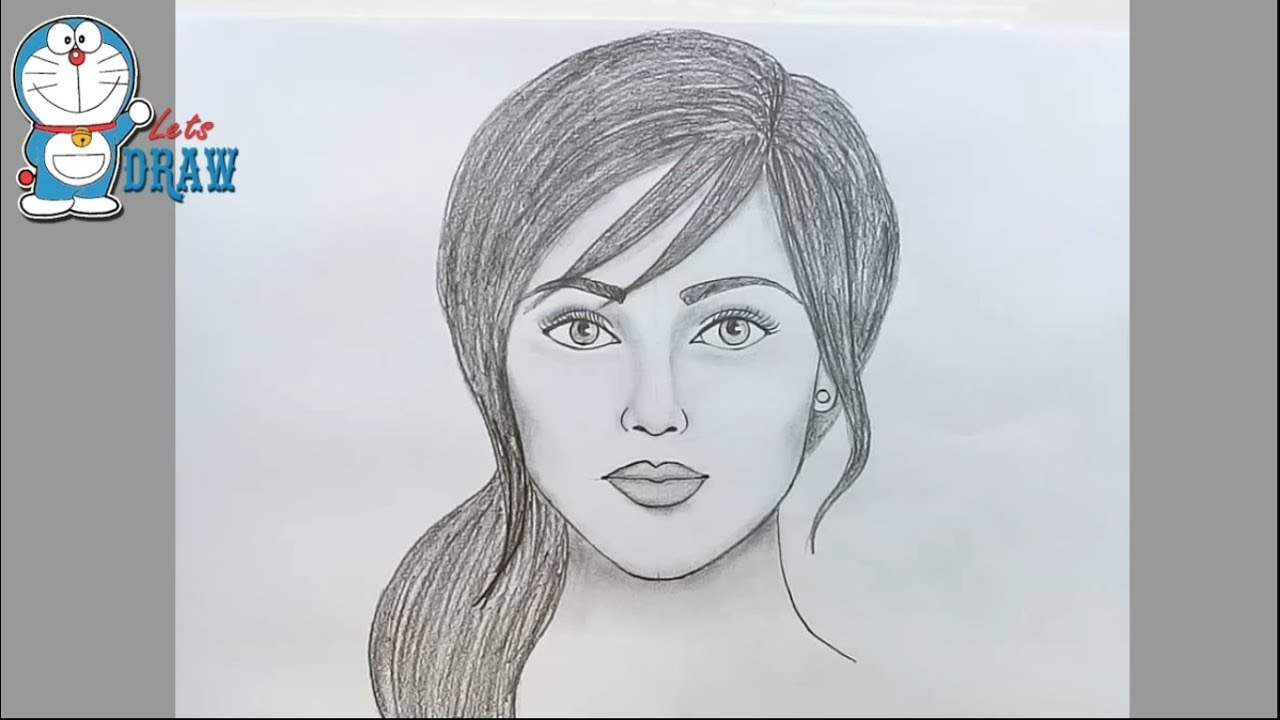 1280x720 Simple Girl Face Sketches For Beginners How To Draw Face - Female Face Drawing Images