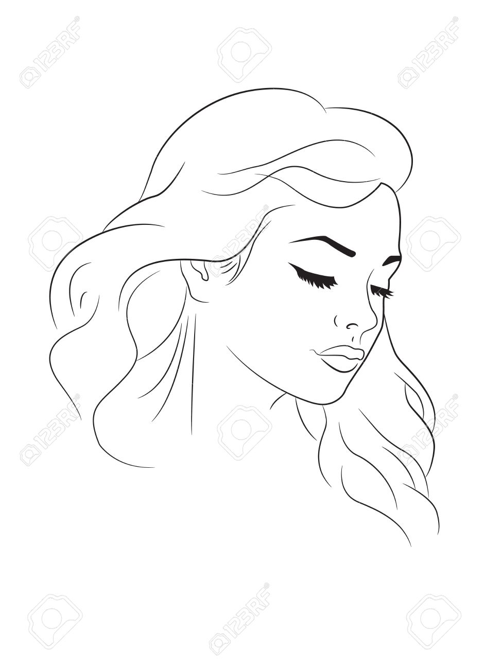 975x1300 Huge Collection Of 'outline Drawing Of A Woman' Download More - Female Face Drawing Outline