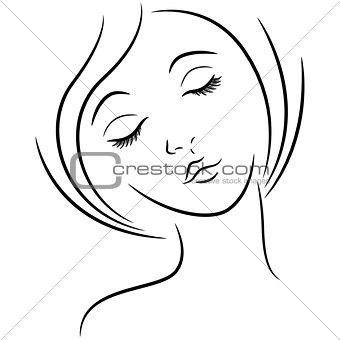 340x340 Image Female Face With Closed Eyes From Crestock Stock Photos - Female Face Drawing Outline