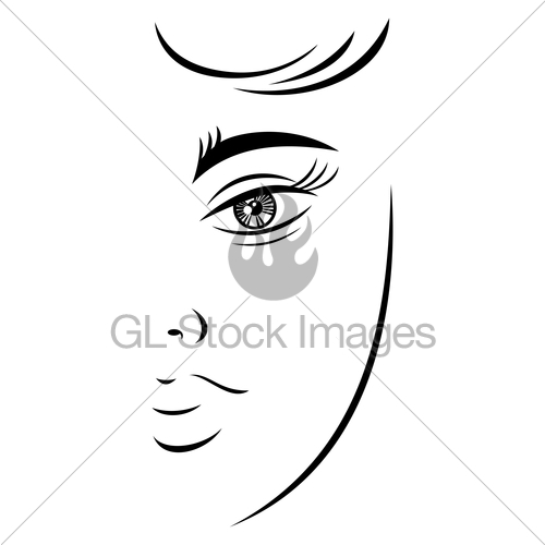 500x500 Outline Drawing Young Female Face Gl Stock Images - Female Face Drawing Outline