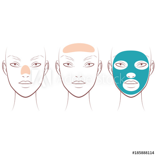 500x500 Set Of Female Face With Beauty Mask Outline Drawing - Female Face Drawing Outline