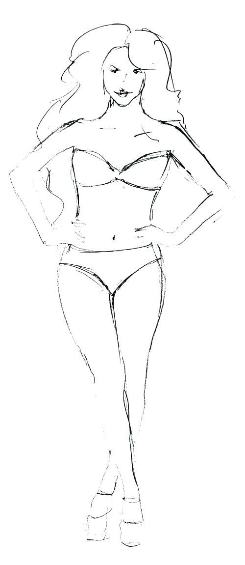 500x1150 Human Body Outline Image Drawing Figure Template - Female Face Drawing Template