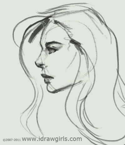 400x465 How To Draw Face Girl Profile Video Tutorial Quick Sketch - Female Face Profile Drawing