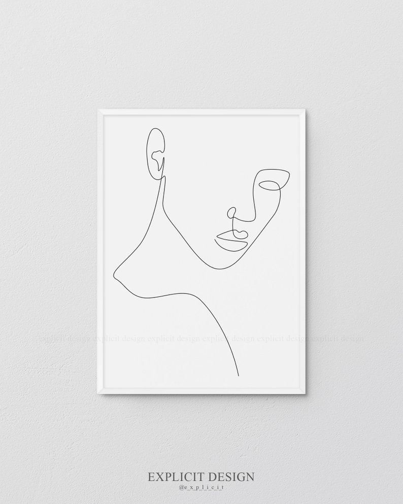 794x993 Printable Face Profile Drawing Sketch Art Woman In One Single Etsy - Female Face Profile Drawing