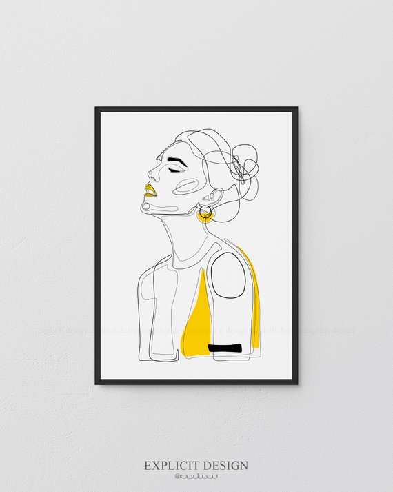 570x713 Printable Girl Profile Line Illustration Minimal Face Drawing Etsy - Female Face Profile Drawing
