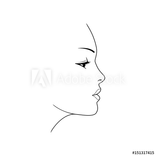 500x500 Woman's Face Beautiful Female Face Silhouette In Profile - Female Face Profile Drawing
