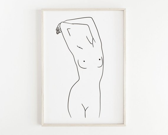 570x458 Female Nudity Print Line Drawing Art Minimalist Prints Etsy - Female Form Drawing