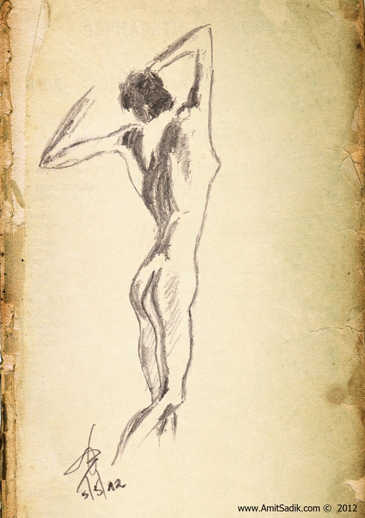 530x752 female pose gesture drawing amit sadik - Female Gesture Drawing