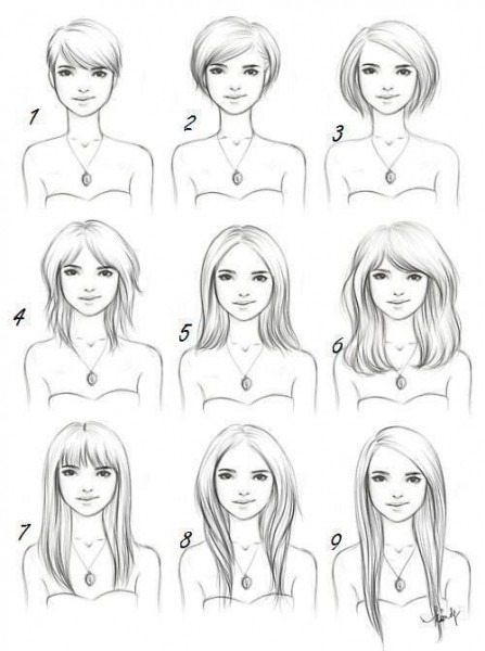 447x600 Women Hair Drawing - Female Hair Drawing