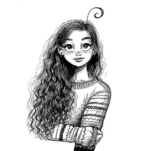 480x497 Art Curly Hair Uploaded - Female Hair Drawing