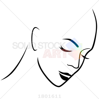 340x340 stock illustration of abstract gloomy female hairless head - Female Hand Drawing