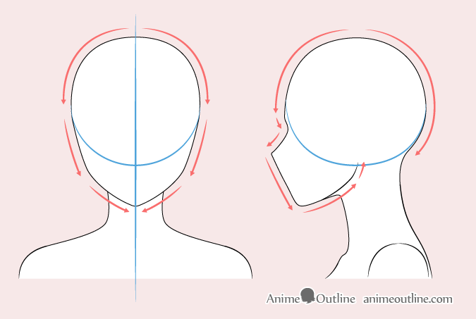 675x453 Step Anime Woman's Face Drawing Tutorial - Female Head Drawing