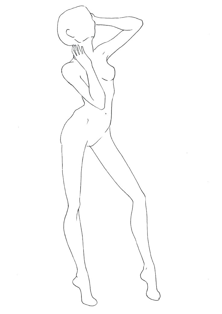 736x1040 body sketch outline female body drawing outline fashion sketch - Female Human Body Drawing