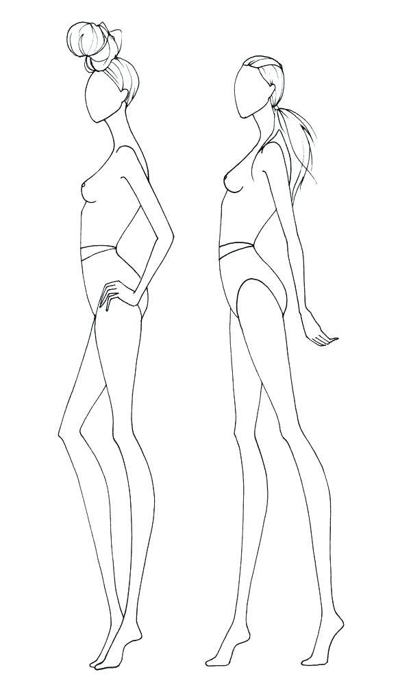 600x1000 Human Figure Template Printable Outline Of Female Body Front - Female Human Body Outline Drawing