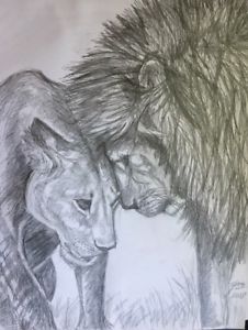 226x300 Lions, Male And Female, Big Cats, Drawing Painting Pencil - Female Lion Drawing