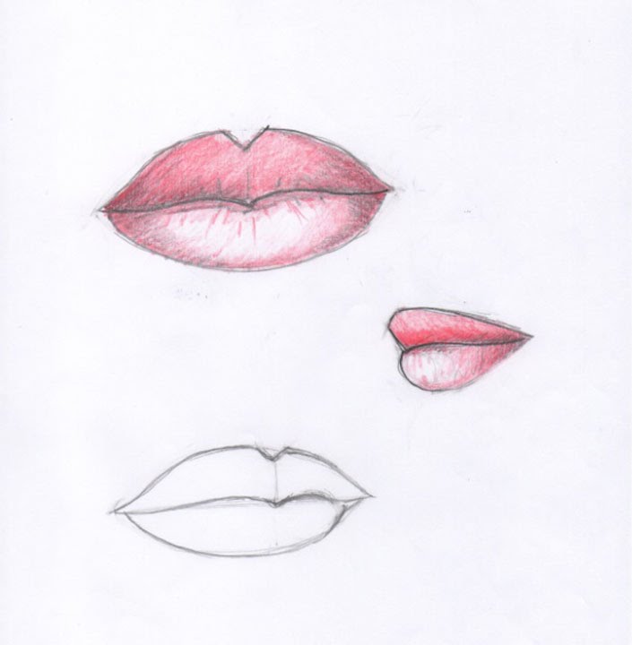 705x720 How To Draw The Female Lips Step - Female Lips Drawing