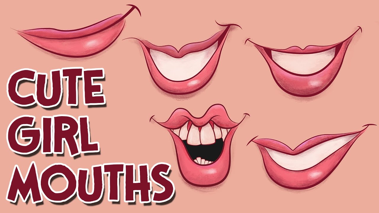 1280x720 How To Draw Cute Girl Cartoon Mouths - Female Mouth Drawing
