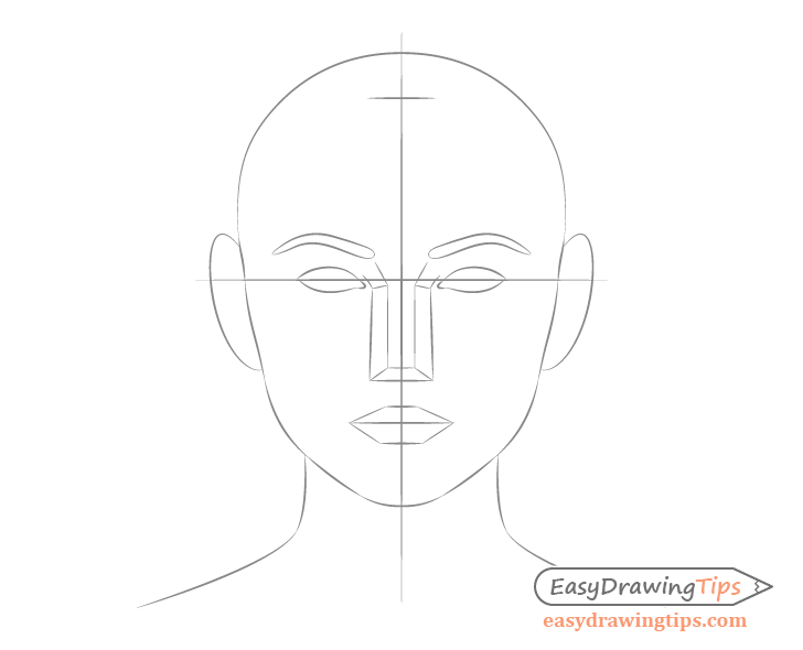 728x590 How To Draw A Female Face Step - Female Mouth Drawing