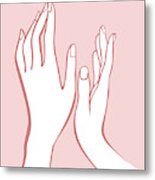 155x180 Female Hands Outline Drawing On Pink Background Art Print - Female Outline Drawing
