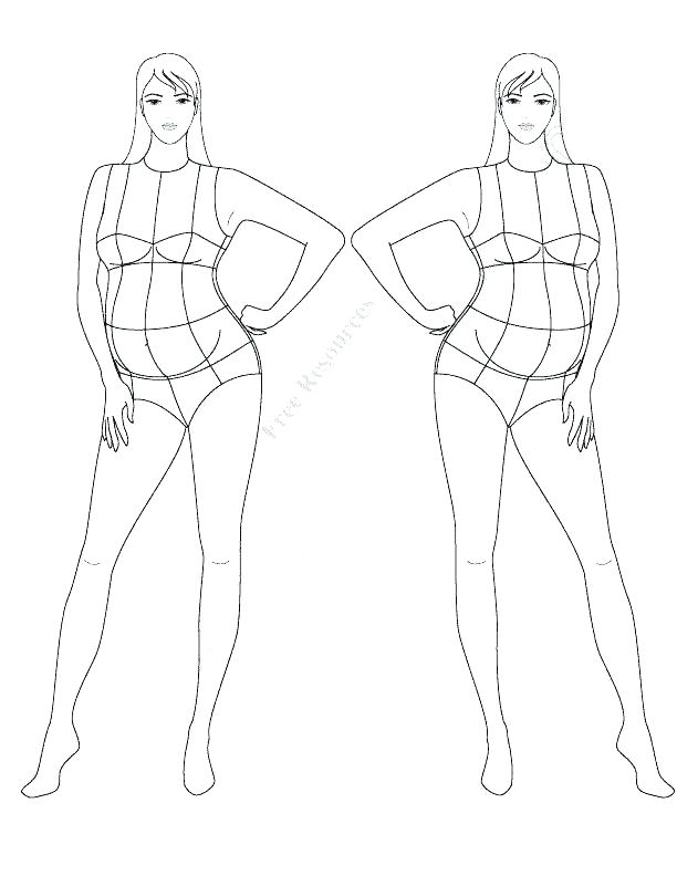 612x792 Body Sketch Outline The Prince - Female Outline Drawing