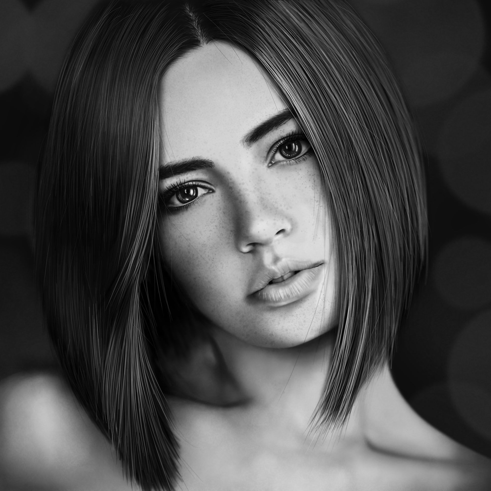 2000x2000 Woman Portrait Drawing - Female Portrait Drawing
