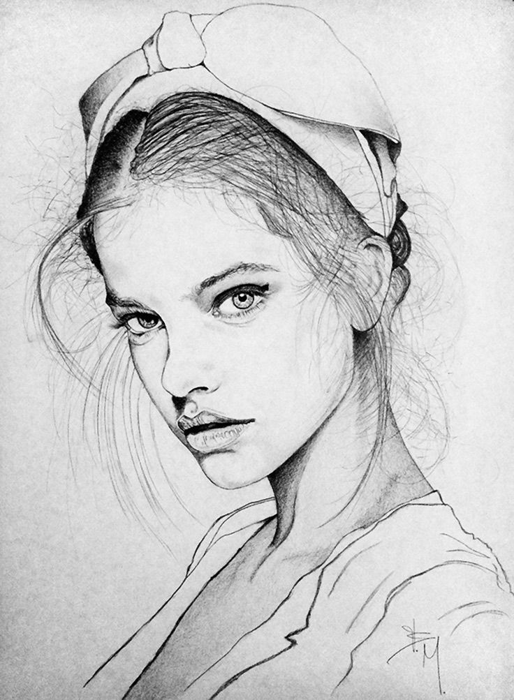 736x1003 Portrait Sketch - Female Portrait Drawing