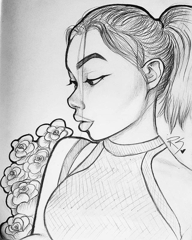 640x800 Girl Drawing Profile For Free Download - Female Profile Drawing