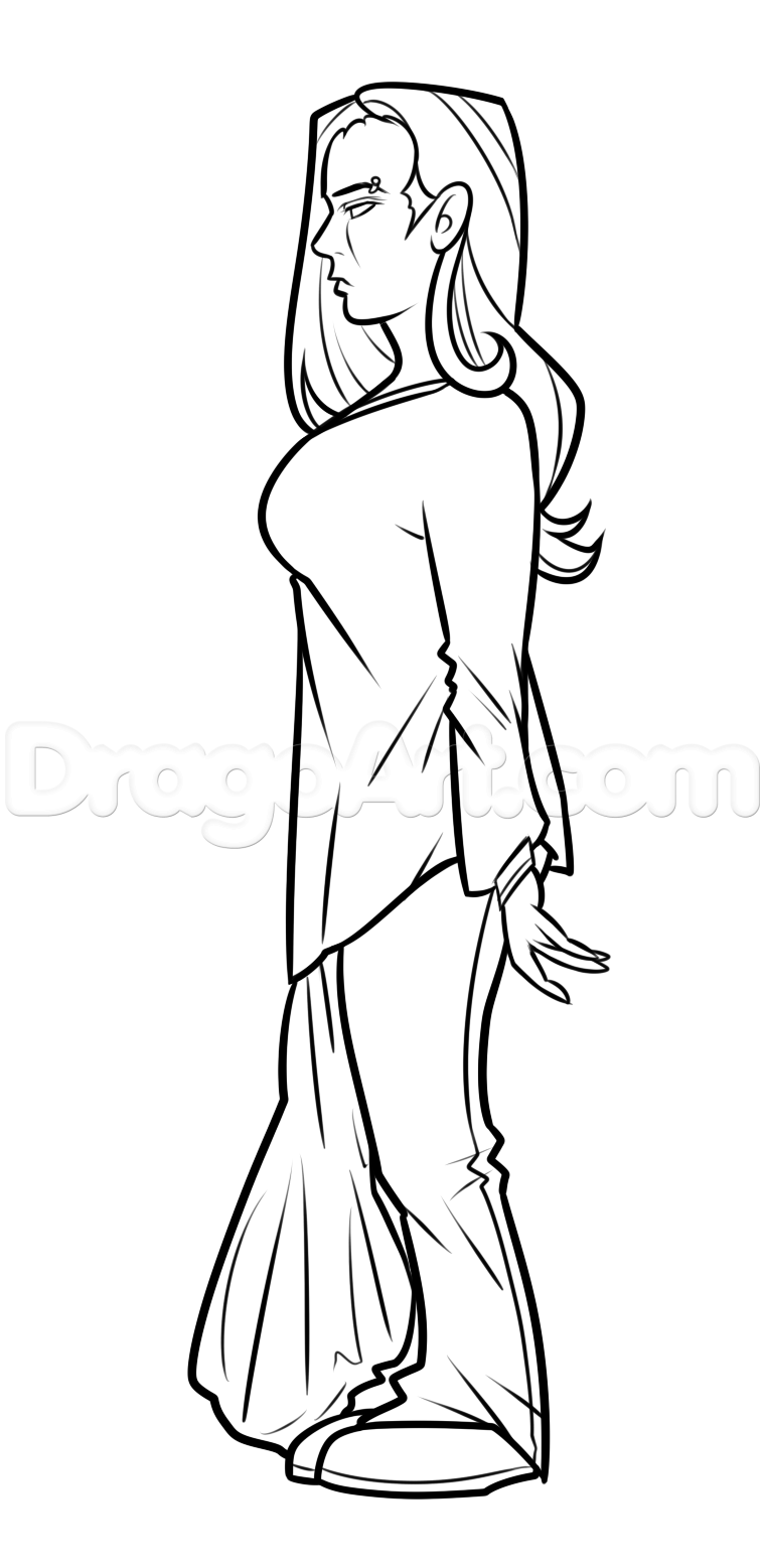 760x1557 Step How To Draw A Body Profile - Female Profile Drawing