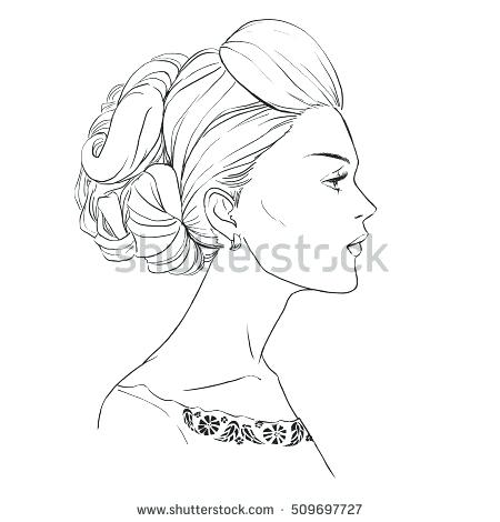 450x470 Face Line Drawing Austenmorris - Female Profile Drawing
