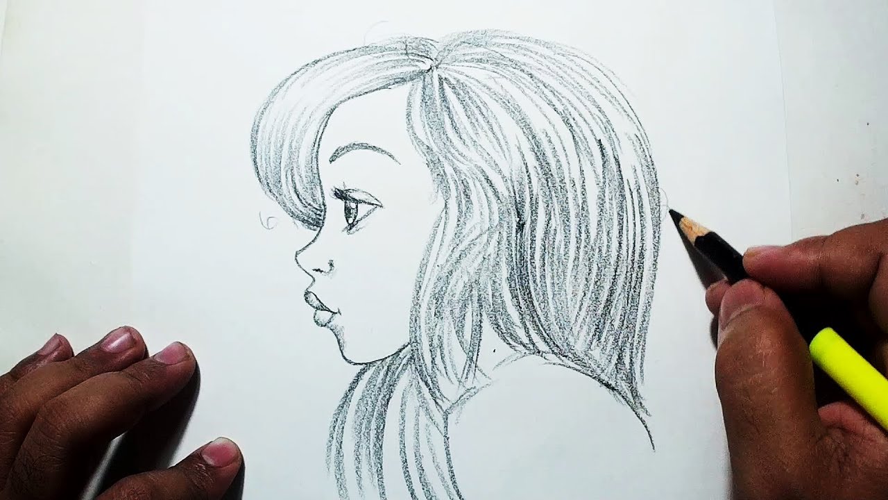 Female Side Profile Drawing at Explore collection