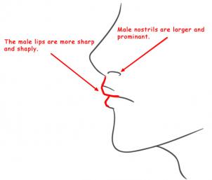 302x257 How To Draw Profile Faces And Mouths Side View, Step - Female Side Profile Drawing