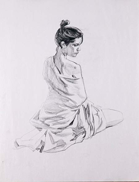 450x590 Side Profile Female Sergio Lopez Fine Art - Female Side Profile Drawing