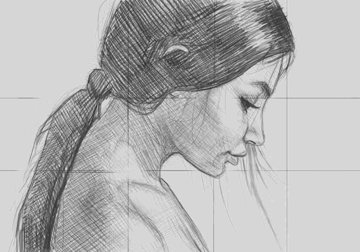 Woman Face Side Profile Drawing Face Sketch Female Side Draw Profile Drawing Woman Girl