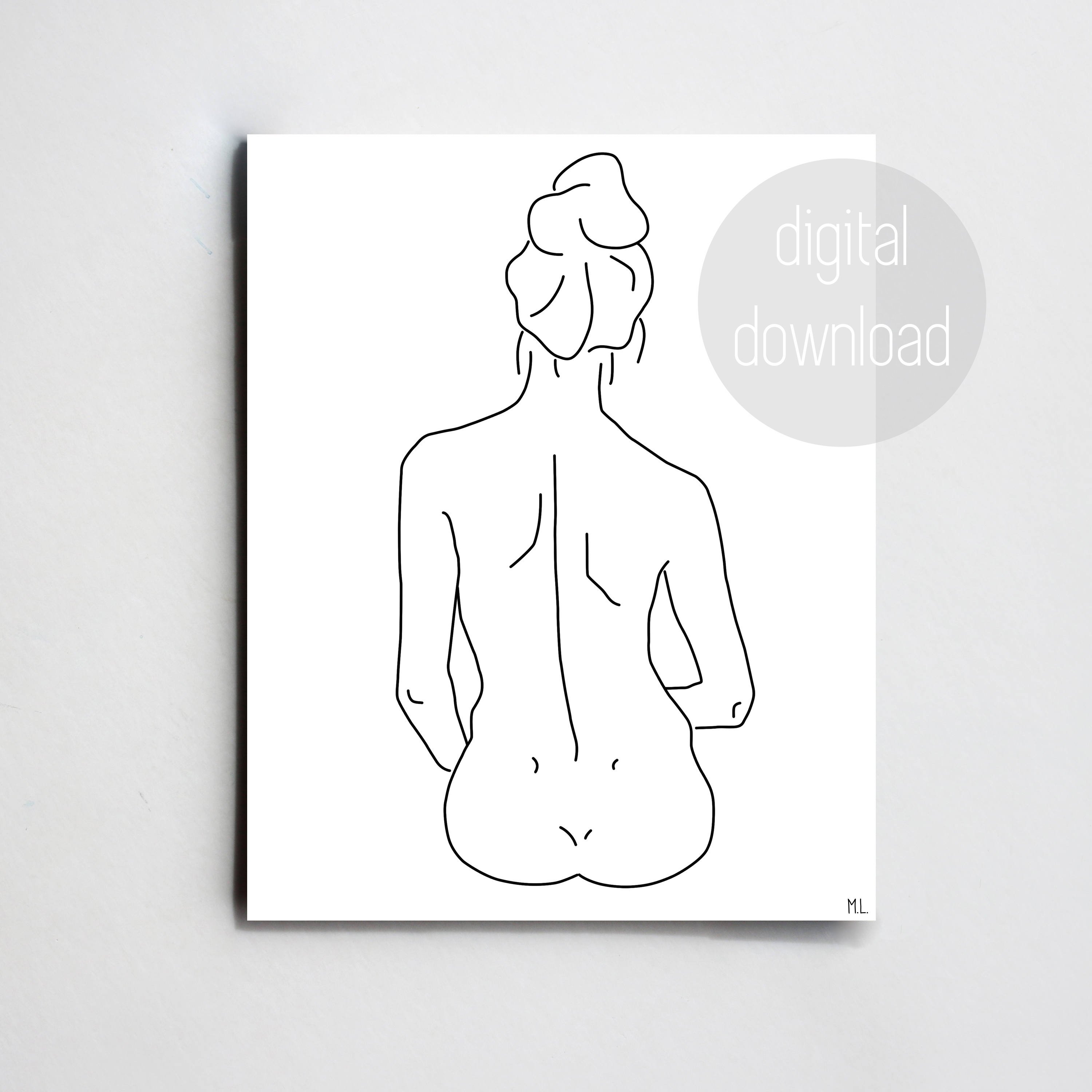 3000x3000 Instant Download Female Silhouette Figure Drawing One Line Etsy - Female Silhouette Drawing