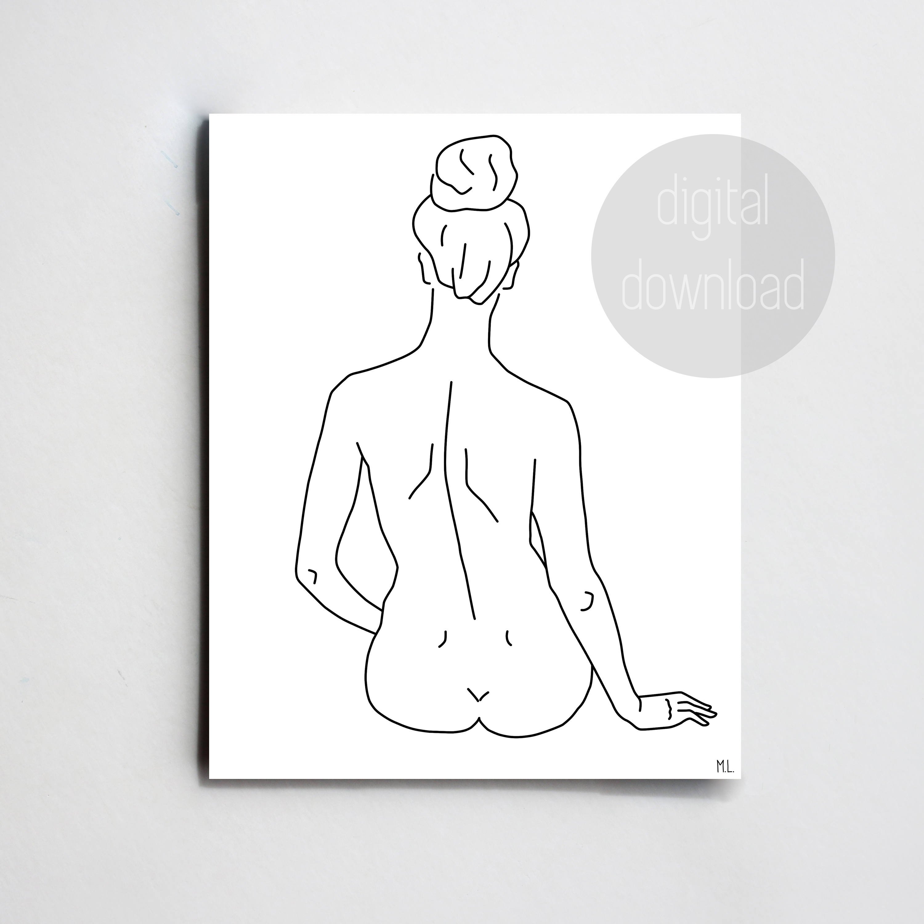 3000x3000 Minimalistic Line Drawing Printable Woman Silhouette Instant Etsy - Female Silhouette Drawing