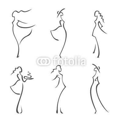 400x400 Set Of Beautiful Women Silhouettes Vector Illustration Set - Female Silhouette Drawing